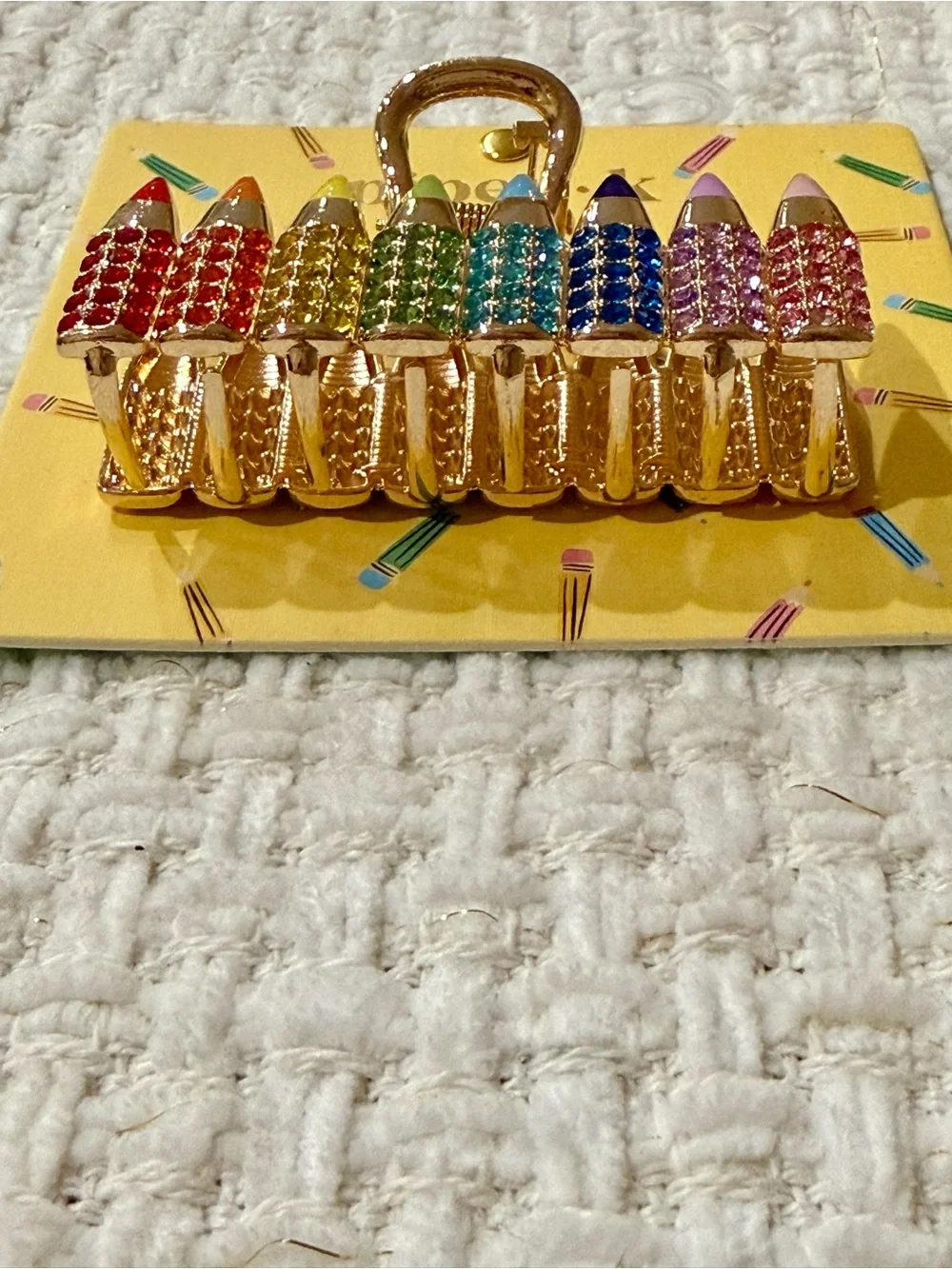 piper•k 🌈🚌Teacher/Kids Rainbow Pencil Crystals Hair Clip $18. NWT